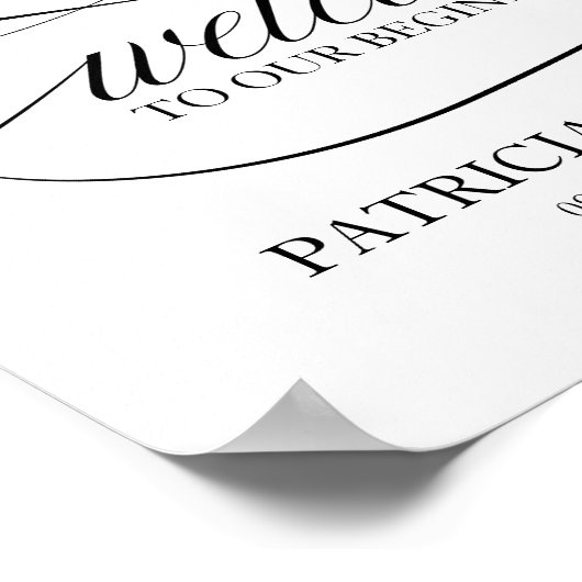 Welkom bij ons beginnende witte en zwarte script poster (Hoek)