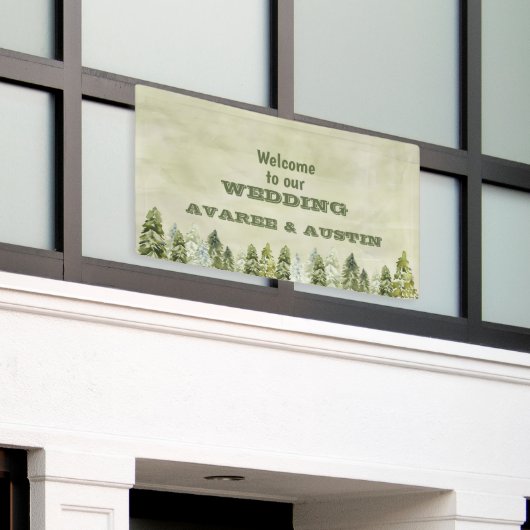 Welkom bij ons bruiloft spandoek (Buitenkant Gebouw)