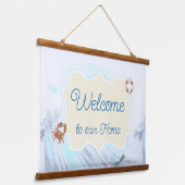 Welkom bij ons Home Specialized Text Ocean Theme Hangend Wandkleed (Gebogen)