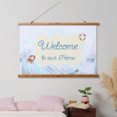 Welkom bij ons Home Specialized Text Ocean Theme Hangend Wandkleed (Slaapkamer)