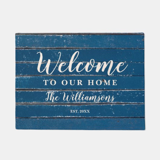 Welkom bij Ons Huis Aangepaste Verweerd Hout Deurmat (Voorkant)