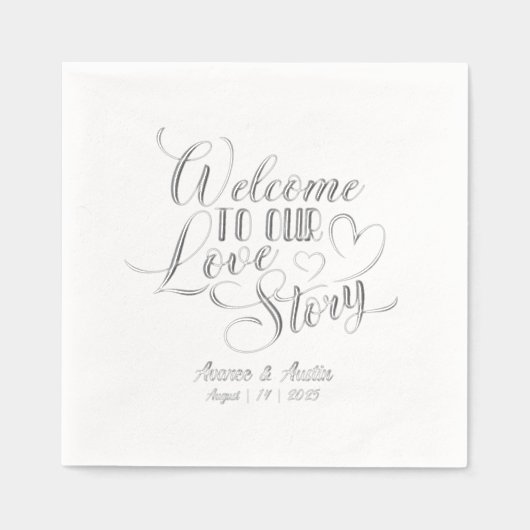 Welkom bij ons liefdeshuwelijk folie servetten (Voorkant)