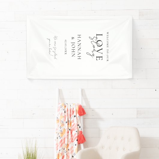 Welkom bij ons liefdesverhaal! Elegant, modern, Spandoek (Insitu)
