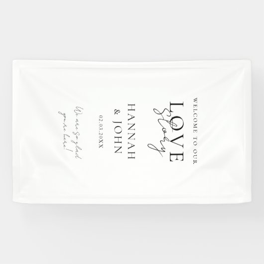 Welkom bij ons liefdesverhaal! Elegant, modern, Spandoek (Horizontaal)