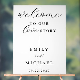 Welkom bij ons liefdesverhaal Elegant Modern Weddi Acryl Bord