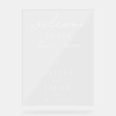 Welkom bij ons liefdesverhaal Modern Wedding Acryl Bord (Voorkant)