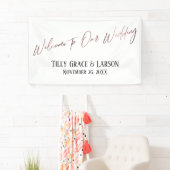 Welkom bij ons Roos Gold Handwriting Spandoek (Insitu)