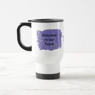 Welkom bij ons team Abstracte Paarse nieuwe medewe Reisbeker