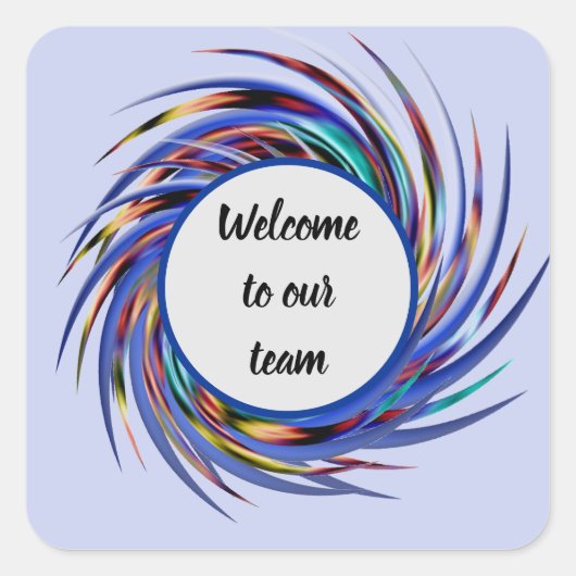 Welkom bij ons team Blue Gray Spiral Pattern Vierkante Sticker (Voorkant)