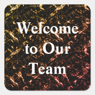 Welkom bij ons team Elegant Metallic Gold Employee Vierkante Sticker