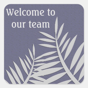 Welkom bij ons team Paarse Leaf Silhouette Pattern Vierkante Sticker