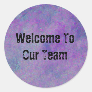 Welkom bij ons team Paarse werkplekmedewerker Ronde Sticker