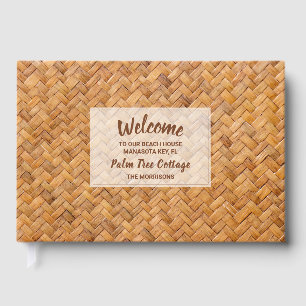 Welkom bij onze Beach House Geweven Palm Leaf Mat Gastenboek
