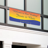 Welkom bij onze bruiloft achtergrond spandoek (Buitenkant Gebouw)