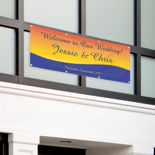 Welkom bij onze bruiloft achtergrond spandoek (Buitenkant Gebouw)