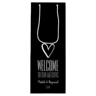 Welkom bij onze bruiloft Black Wijn Cadeautas