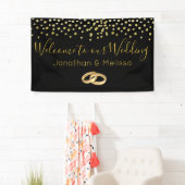 Welkom bij onze bruiloft Faux Gold Confetti Spandoek (Insitu)