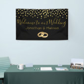 Welkom bij onze bruiloft Faux Gold Confetti Spandoek (Beurs)