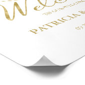 Welkom bij onze bruiloft met de goudolieteken poster (Hoek)