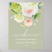 Welkom bij onze bruiloft Sage Green Poster (Voorkant)