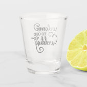 Welkom bij onze bruiloft typografie shot glas (Achterkant)