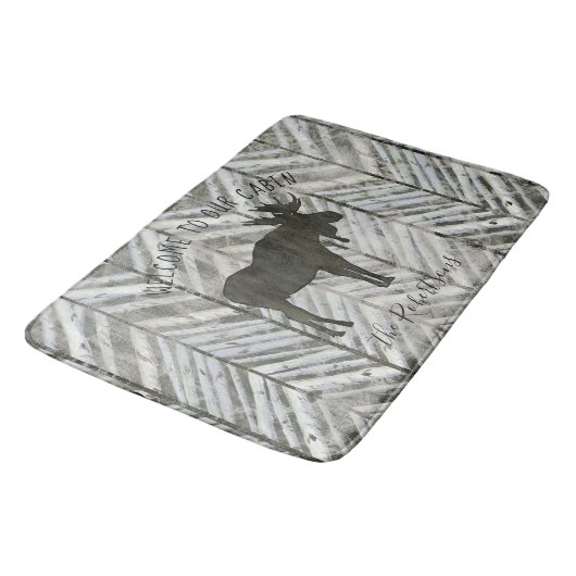 Welkom bij onze Cabin Moose Rustic Lodge Bath Deco Badmat (Gekanteld)