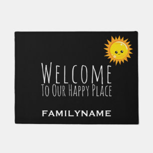 Welkom bij onze Happy Place Cute Familienaam Deurmat