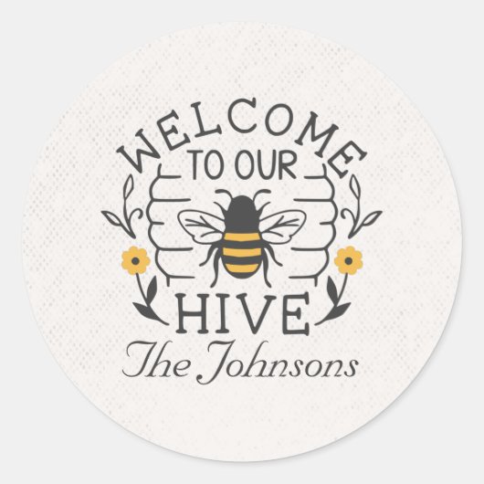 Welkom bij onze Honey Bee Spring Housewarming Ronde Sticker (Voorkant)