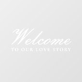Welkom bij onze Love Story Classic Script Wedding Raamsticker (Vel)