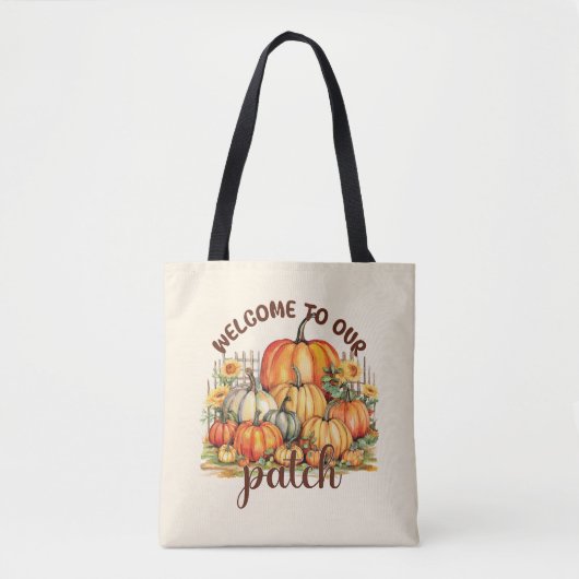 Welkom bij Onze Patch – Cosy Pumpkin Patch Draagtas (Voorkant)