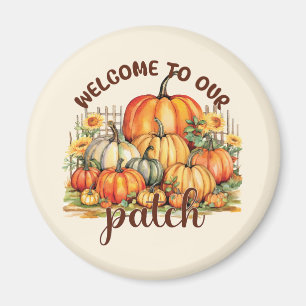 Welkom bij Onze Patch – Cosy Pumpkin Patch Magneet