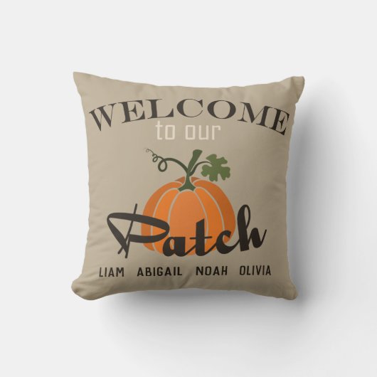 "Welkom bij onze patch" Herfst Familienaam Kussen (Voorkant)