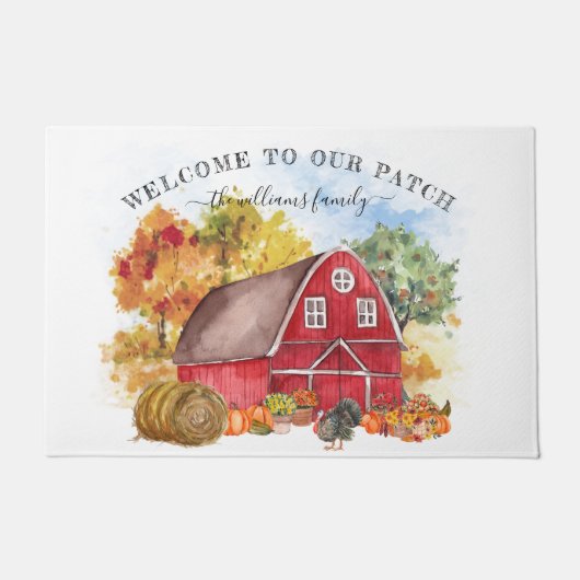 Welkom bij onze Patch | Herfst Pompoen Boerderij Deurmat (Voorkant)