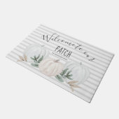 Welkom bij onze Patch Stripes en Pumpkins Herfst Deurmat (Schuin)