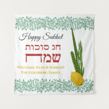 Welkom bij onze Sukkah Voeg familienaam Tapestry t