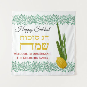 Welkom bij onze Sukkah Voeg familienaam toe Wandkleed