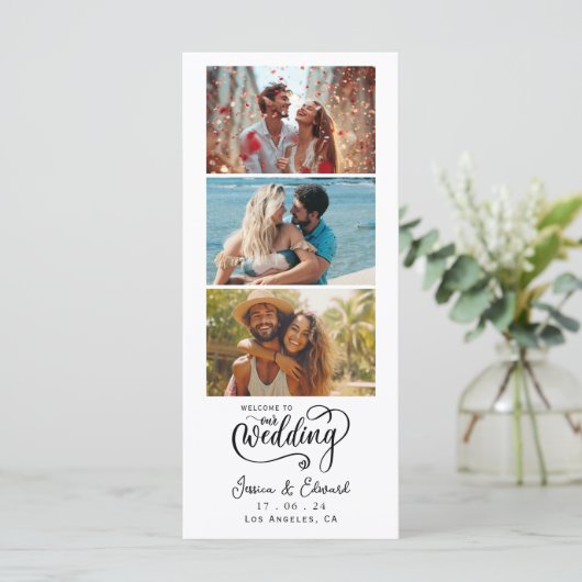 Welkom bij onze trouwfotocollage Minimal Chic (Staand voorkant)