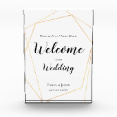 Welkom bij onze trouwtekst / Goud Geometrisch teke Fotoblokken (Voorkant)