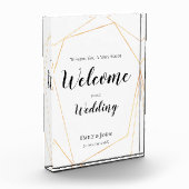 Welkom bij onze trouwtekst / Goud Geometrisch teke Fotoblokken (Links)