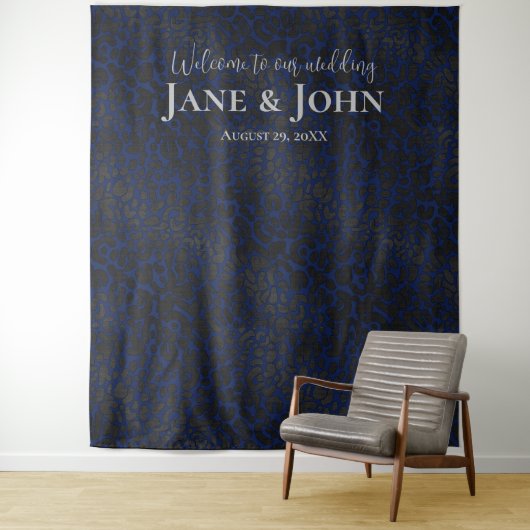 Welkom bij onze Weddenschap Blue Leopard Backdrop Wandkleed (In situ)