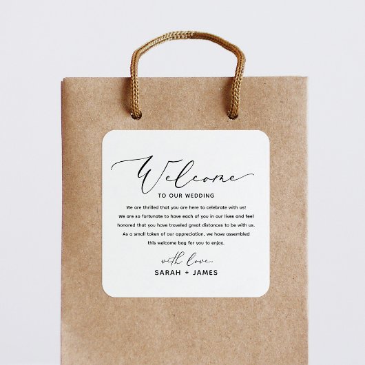 Welkom bij onze Wedding Welcome Bag Label Sticker