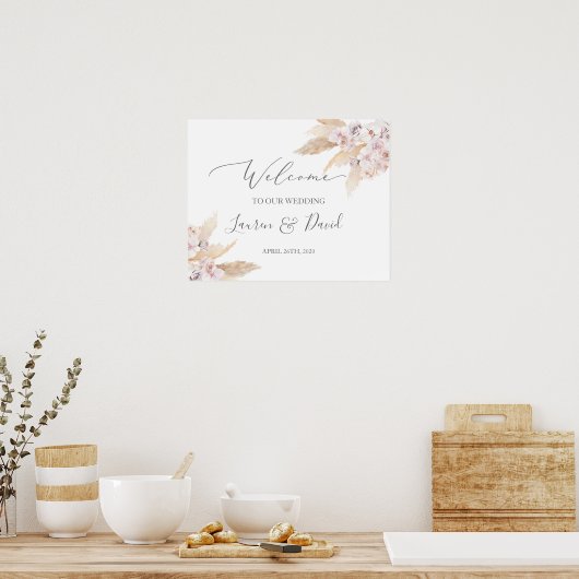 Welkom bij Pampas Grass bruiloft Poster (Keuken)
