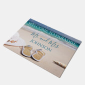 Welkom bij Paradise Beach, meneer en mevrouw. Deurmat (Schuin)