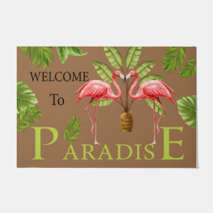 Welkom bij Paradise Flamingo Doormat, stut  Deurmat