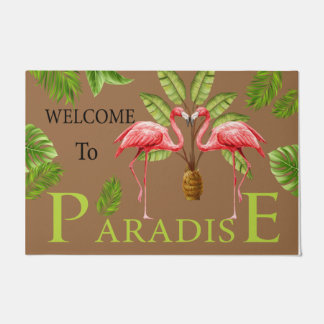 Welkom bij Paradise Flamingo Doormat, stut Deurmat