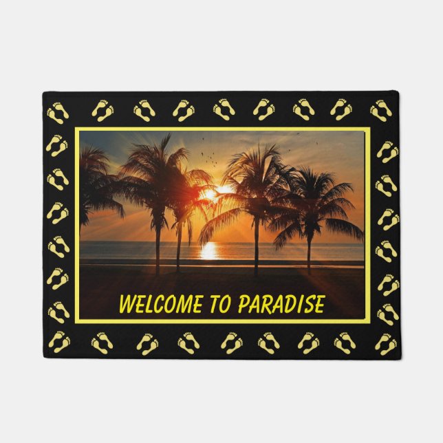 Welkom bij Paradise Island Sunset Deurmat (Voorkant)