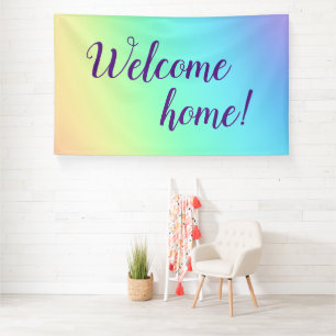 Welkom bij pastel Rainbow Spandoek