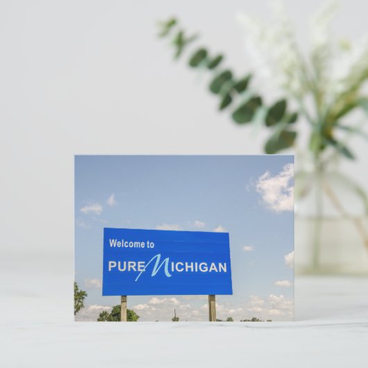 Welkom bij Pure Michigan Blue Sign Briefkaart (Staand voorkant)