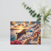 Welkom bij Santorini, Griekenland briefkaart (Staand voorkant)