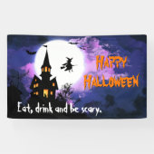 Welkom bij Scary Haunted House - Happy Halloween Spandoek (Horizontaal)